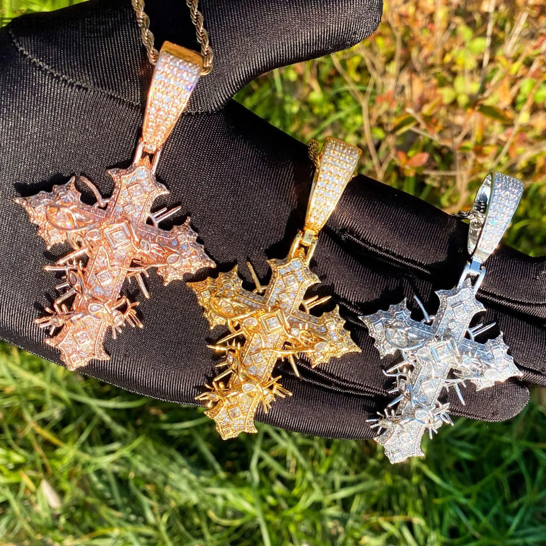 Iced Out cross with thorns Pendant BigBagBling