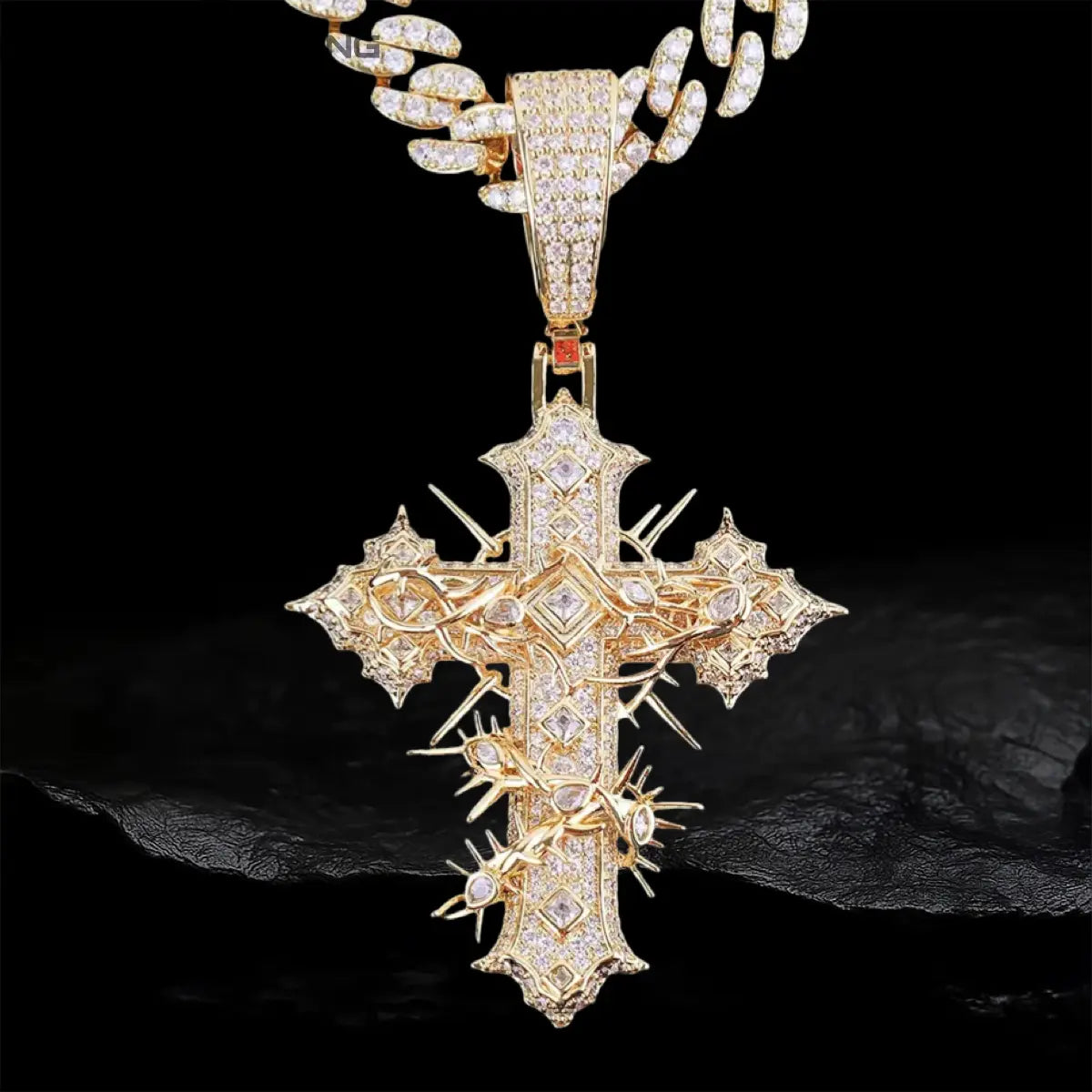 Iced Out cross with thorns Pendant BigBagBling