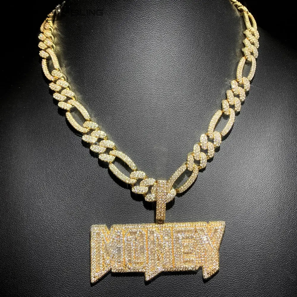 Iced Out money Letter Pendant BigBagBling