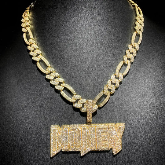Iced Out money Letter Pendant BigBagBling