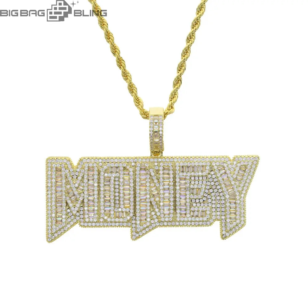 Iced Out money Letter Pendant BigBagBling