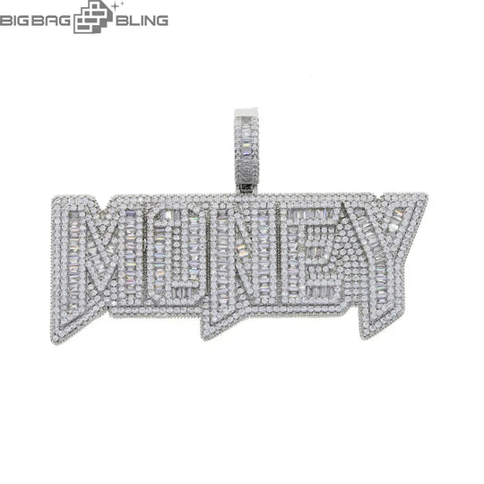 Iced Out money Letter Pendant BigBagBling
