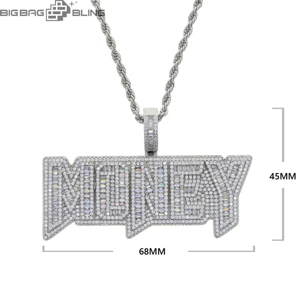 Iced Out money Letter Pendant BigBagBling
