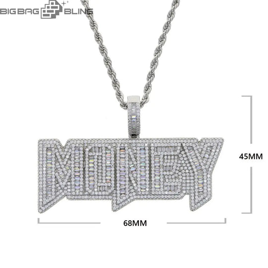 Iced Out money Letter Pendant BigBagBling