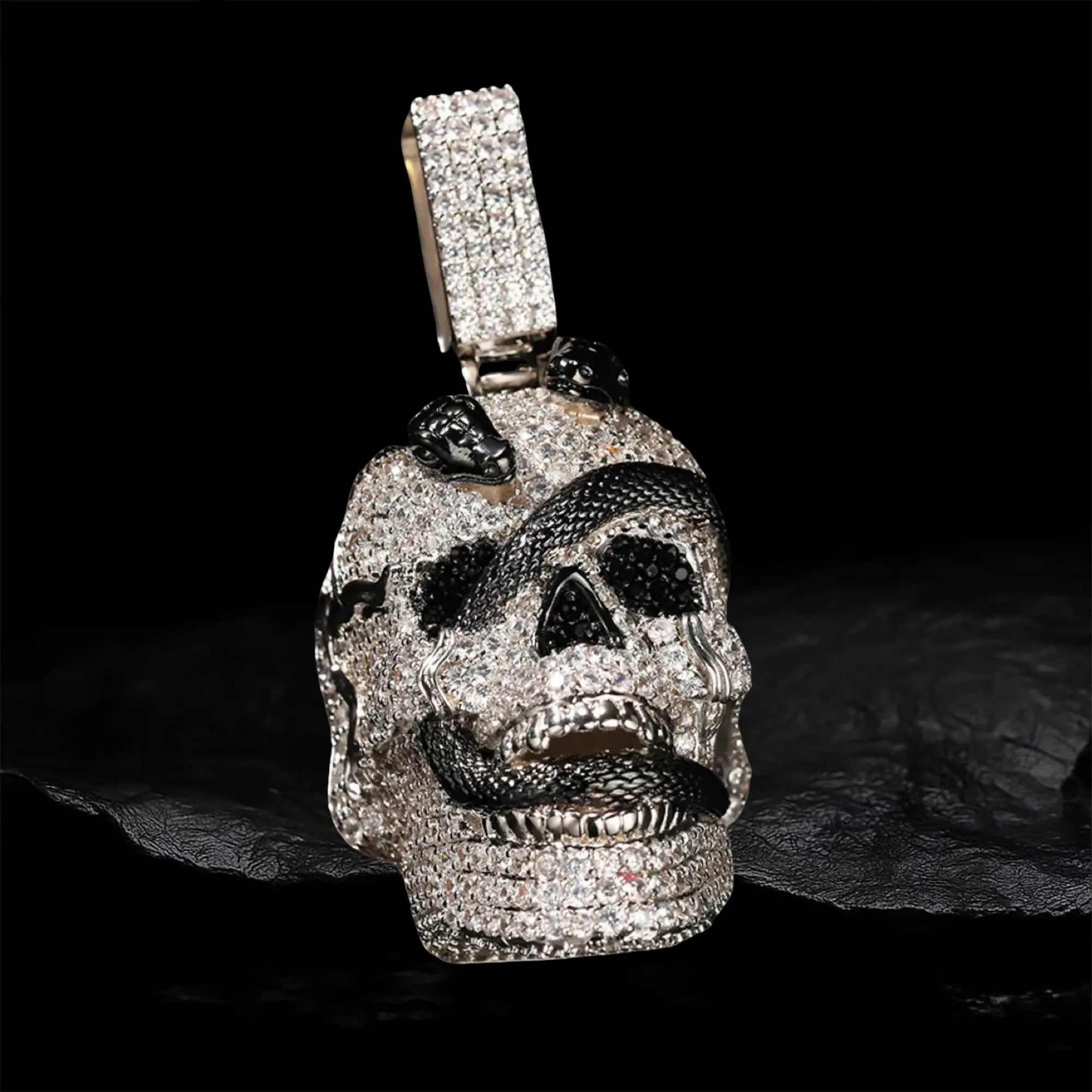 Iced Snake Skull Pendant BigBagBling