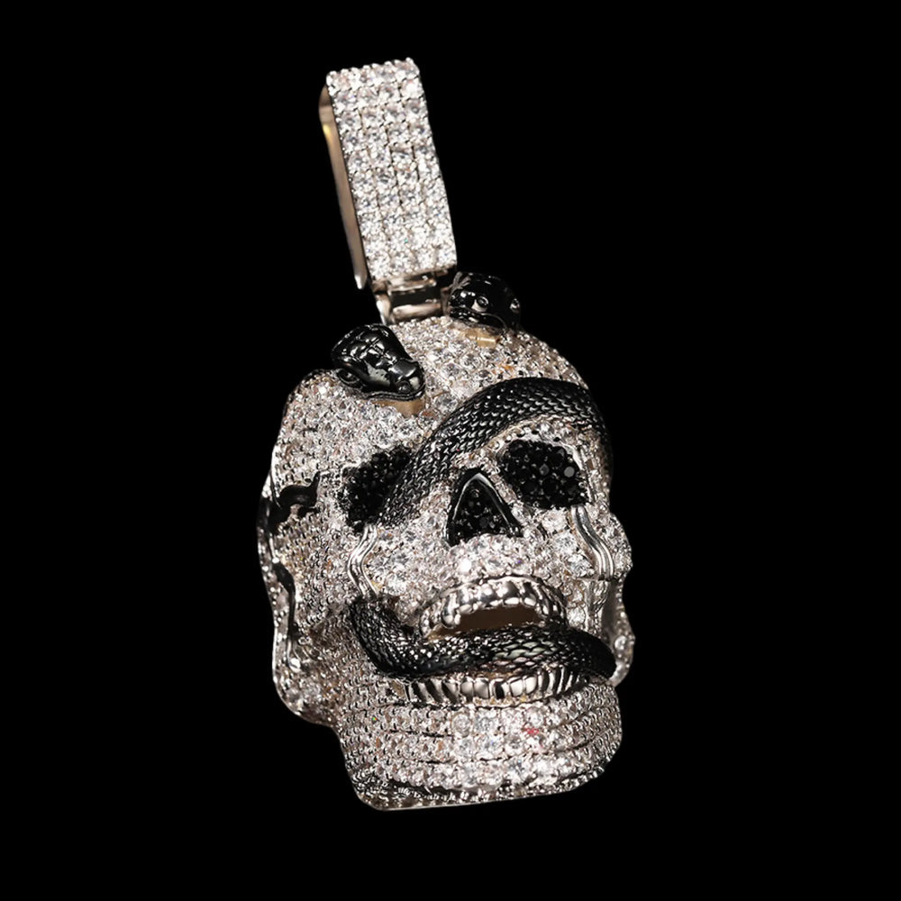 Iced Snake Skull Pendant