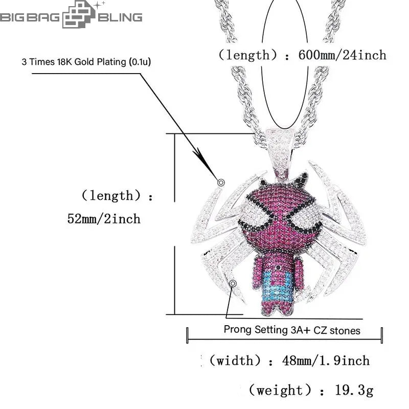 Iced SpiderMan Pendant