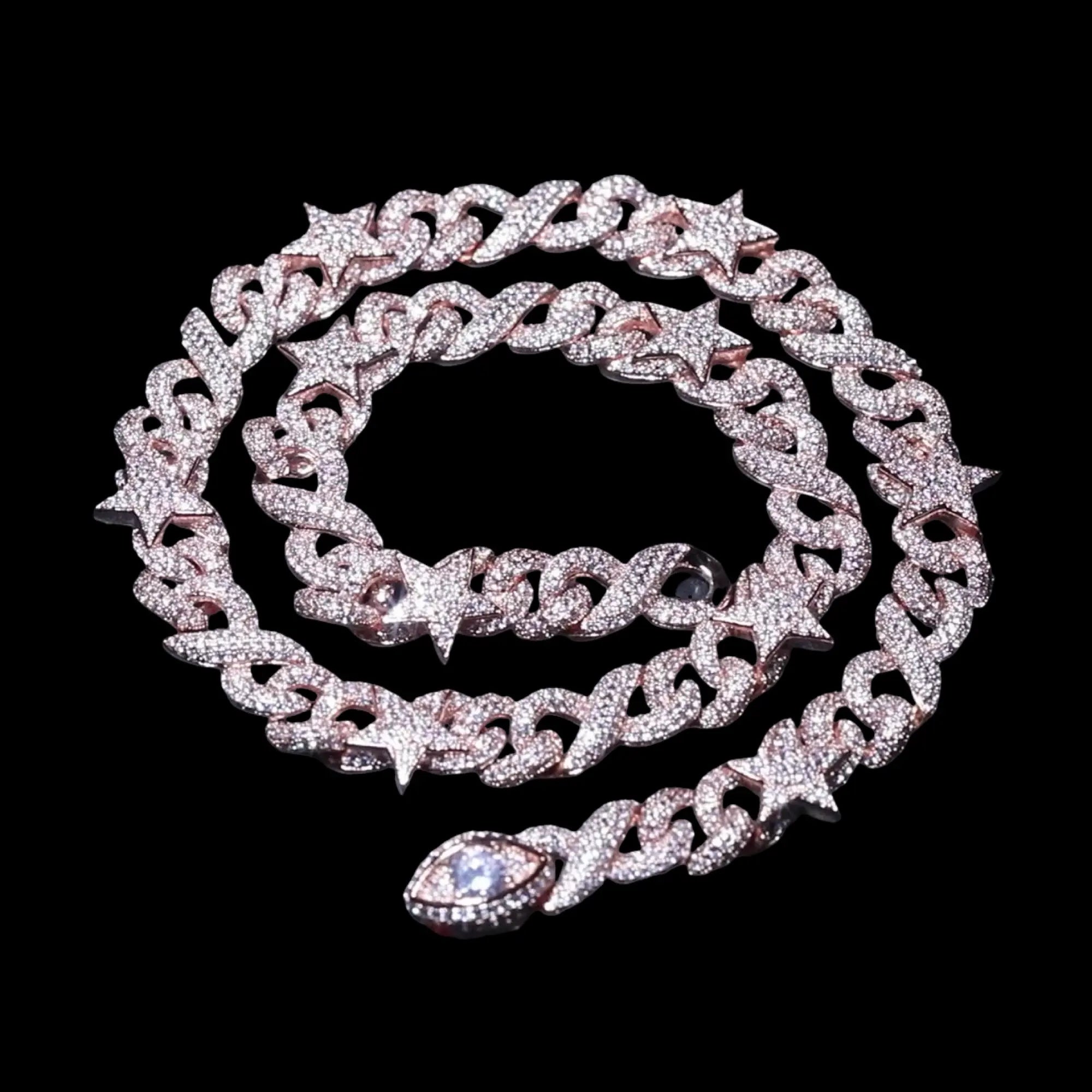 Iced Star & Eyes 12mm Cuban Chain Necklace