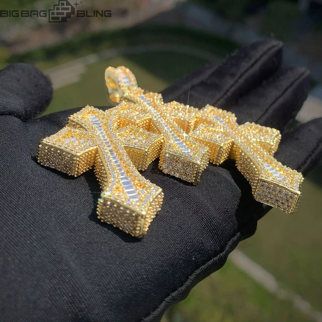Iced Triple Cross Pendant BigBagBling