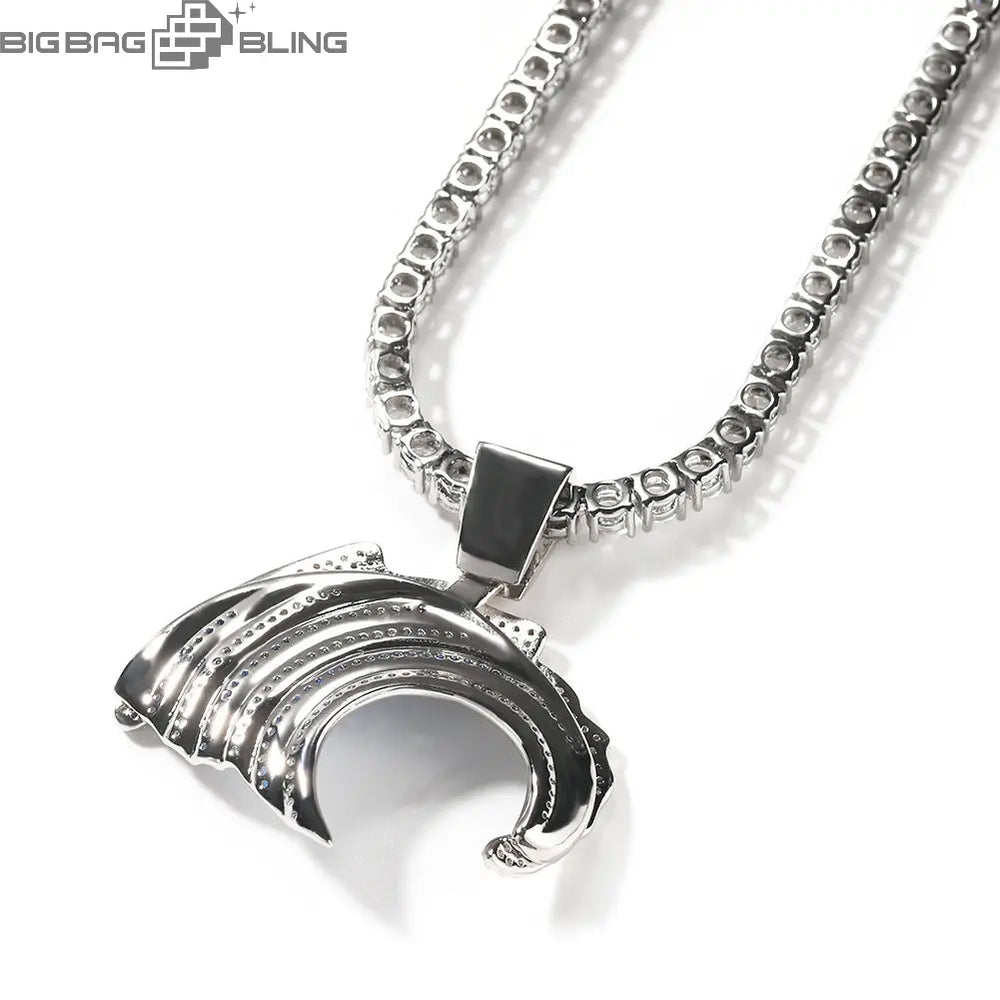 Iced Wave Pendant in Black Gold