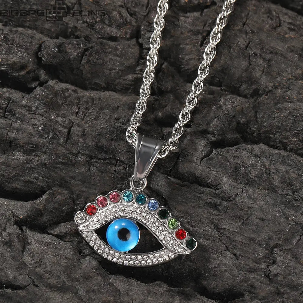Iced out Blue eyes Pendant BigBagBling