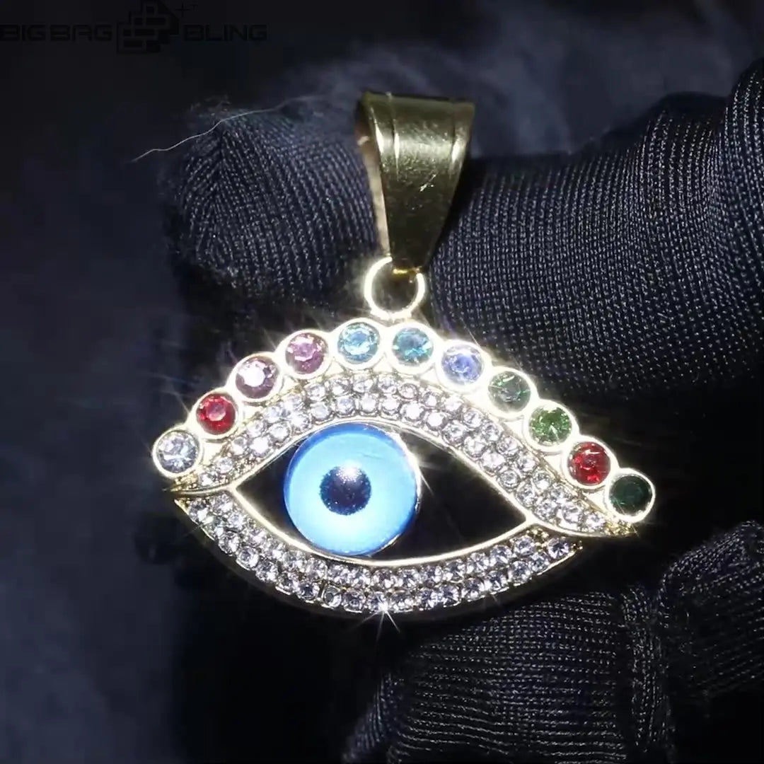 Iced out Blue eyes Pendant BigBagBling