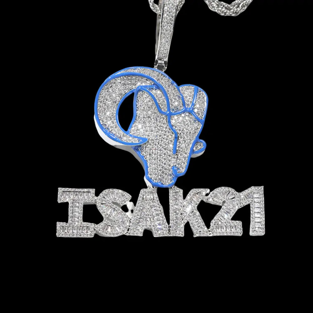 Iced out Custom Goat head letter Pendant BigBagBling