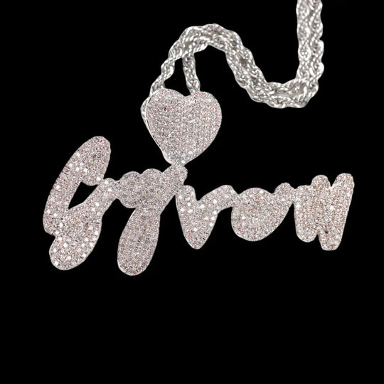 Iced out Custom Heart buckle letter Pendant BigBagBling