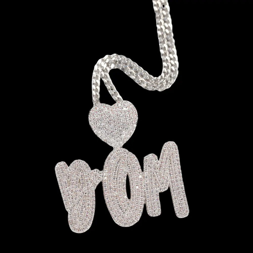 Iced out Custom Heart buckle letter Pendant BigBagBling