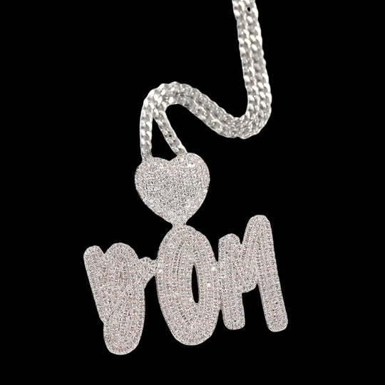 Iced out Custom Heart buckle letter Pendant BigBagBling