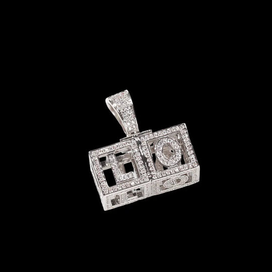 Iced out Custom Hollow square letter Pendant BigBagBling