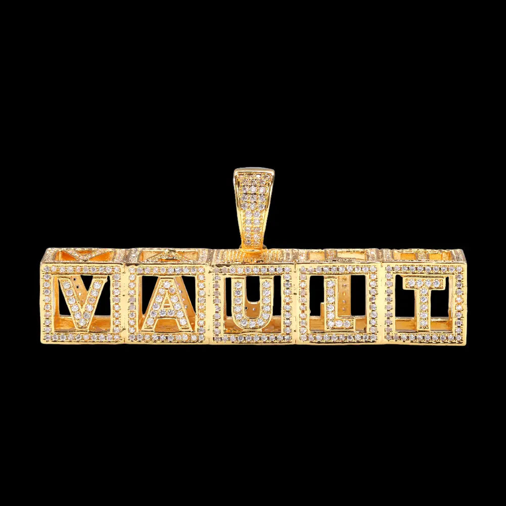 Iced out Custom Hollow square letter Pendant BigBagBling