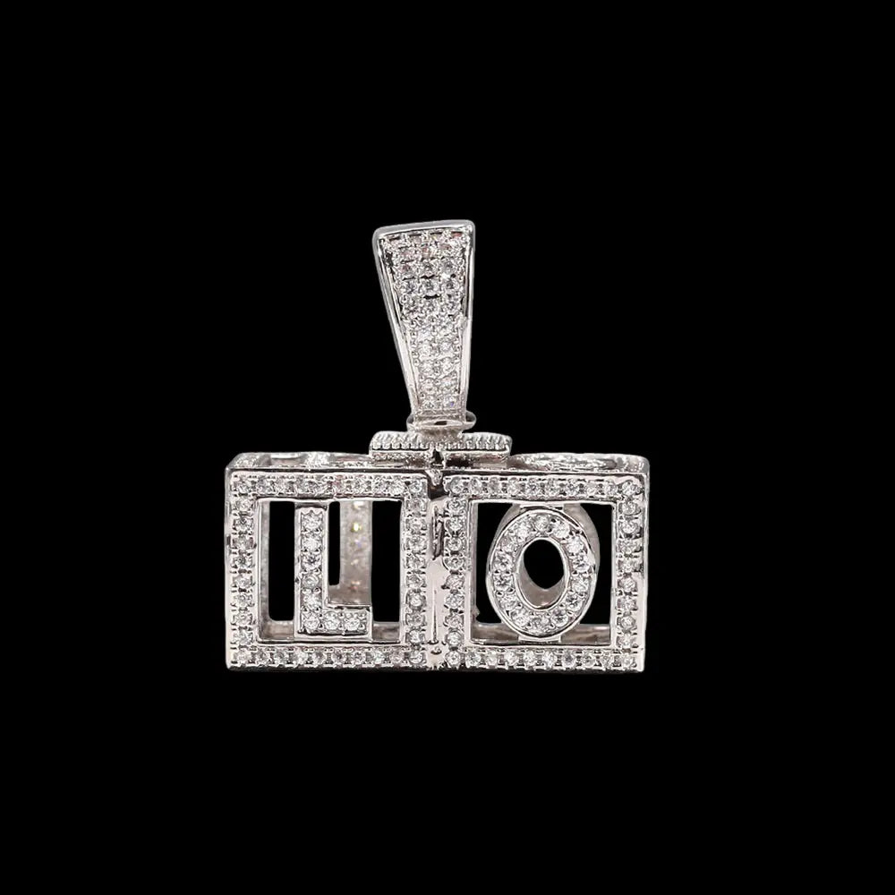 Iced out Custom Hollow square letter Pendant BigBagBling