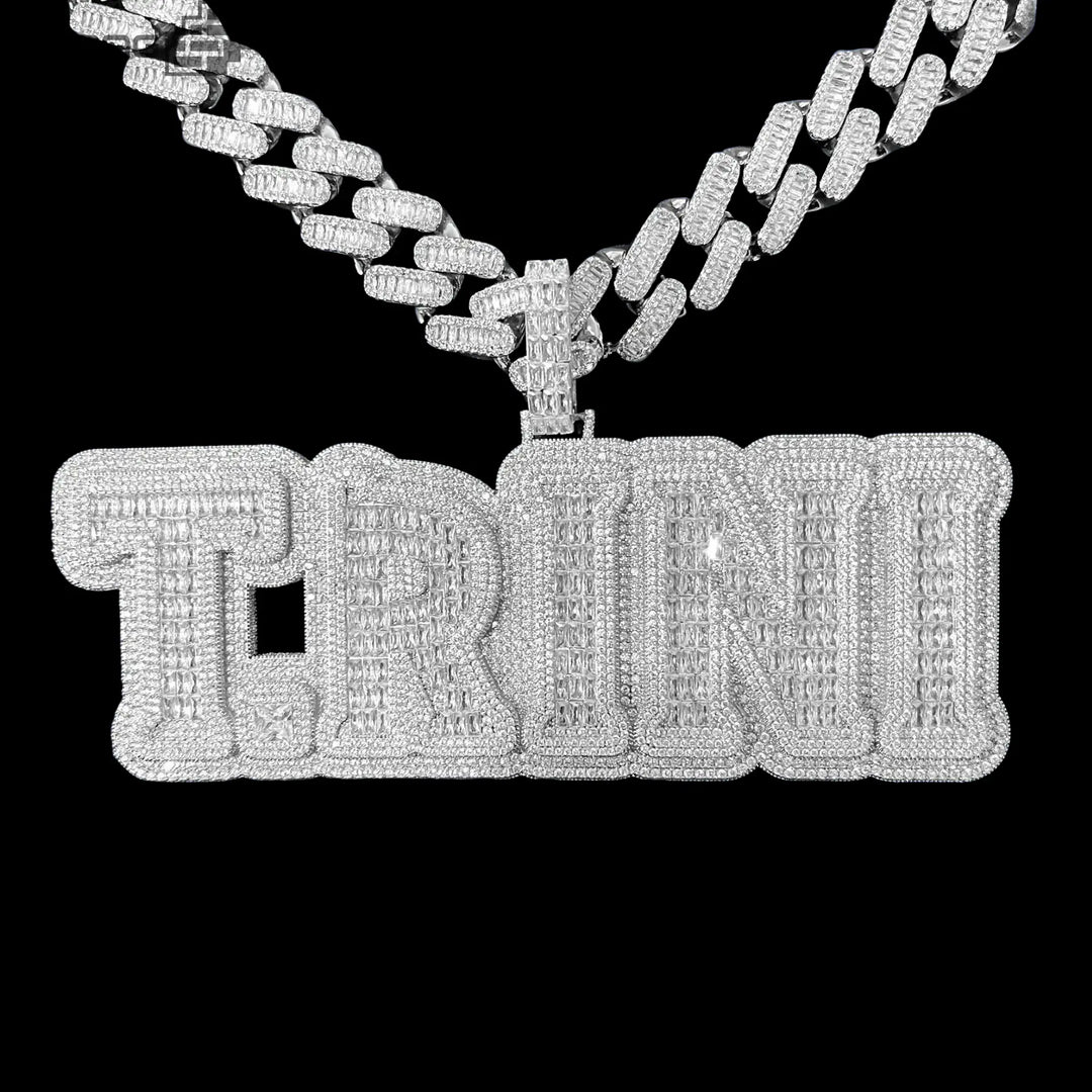 Iced out Custom TRINI font Letter Pendant BigBagBling