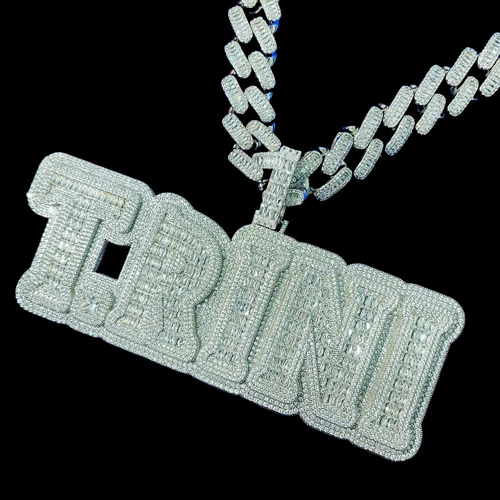 Iced out Custom TRINI font Letter Pendant BigBagBling
