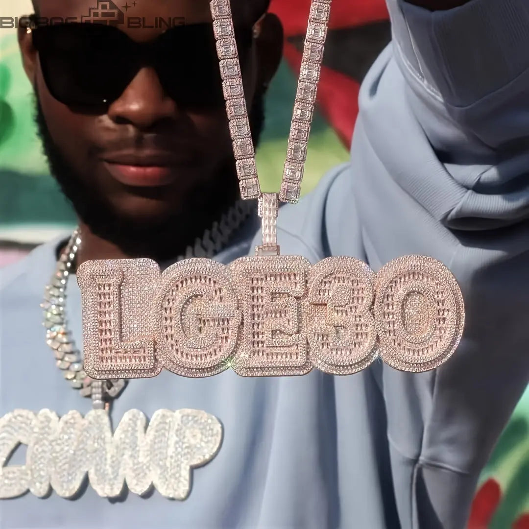Iced out Custom TRINI font Letter Pendant BigBagBling