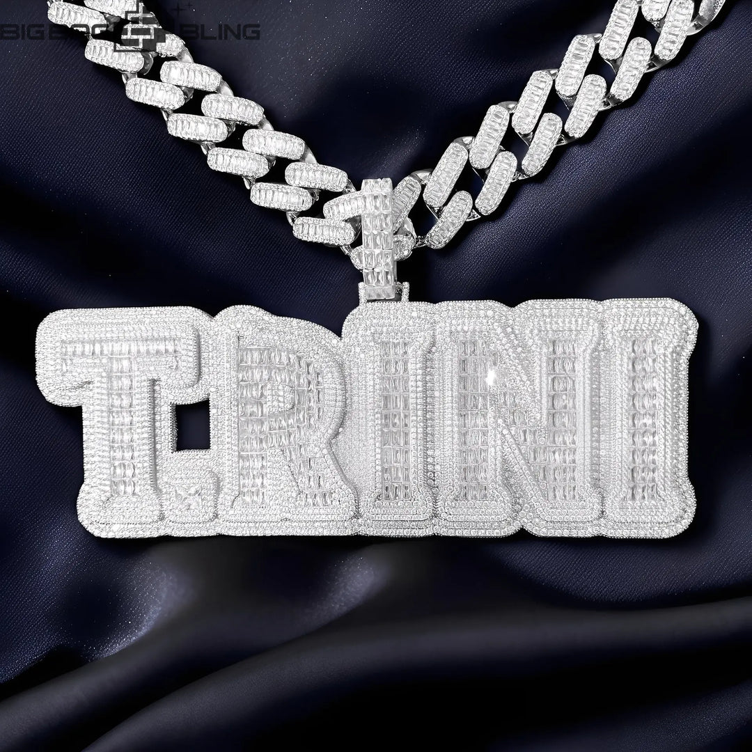 Iced out Custom TRINI font Letter Pendant BigBagBling