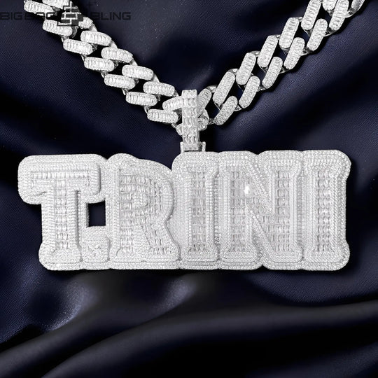 Iced out Custom TRINI font Letter Pendant BigBagBling