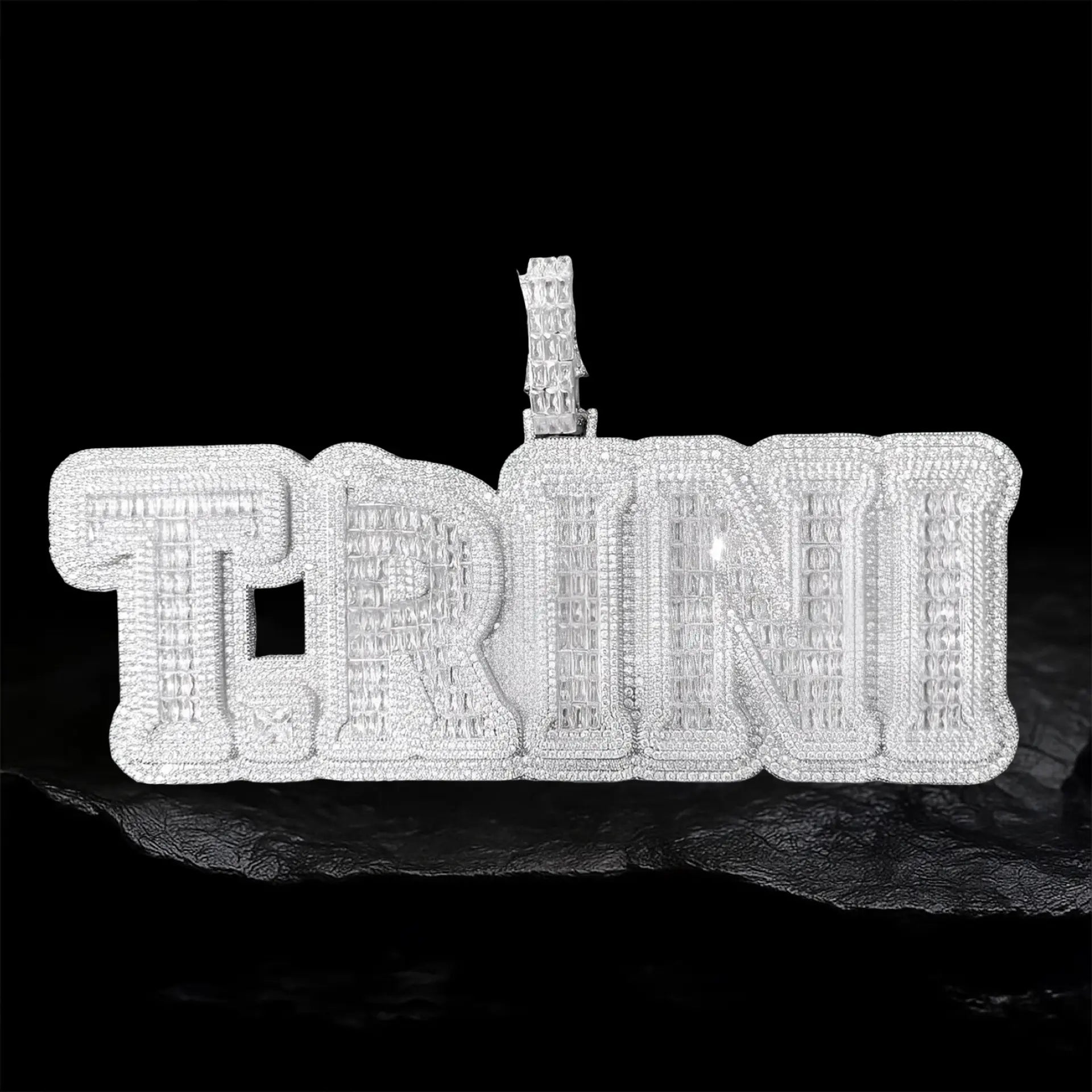Iced out Custom TRINI font Letter Pendant BigBagBling