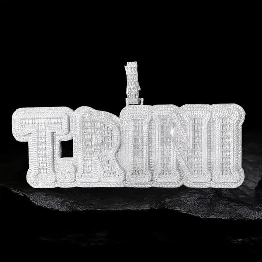 Iced out Custom TRINI font Letter Pendant BigBagBling