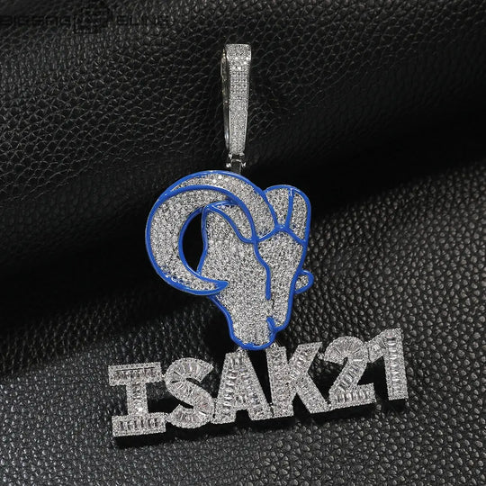 Iced out Custom goat head letter Pendant BigBagBling