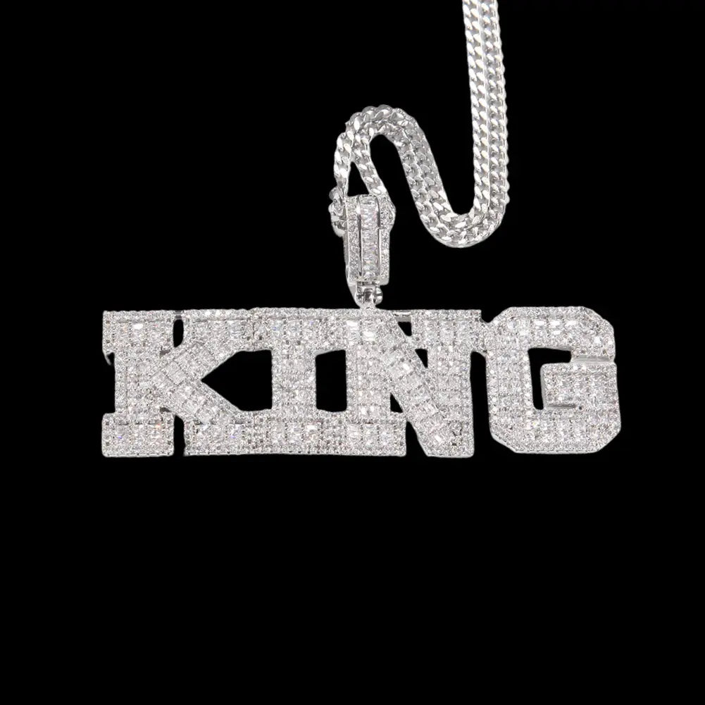 Iced out Custom square cut letter name pendant BigBagBling