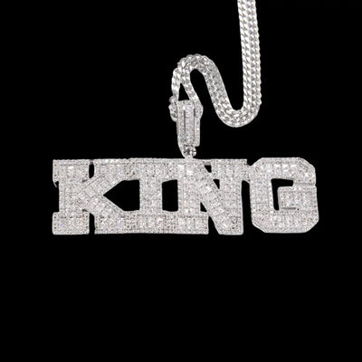 Iced out Custom square cut letter name pendant
