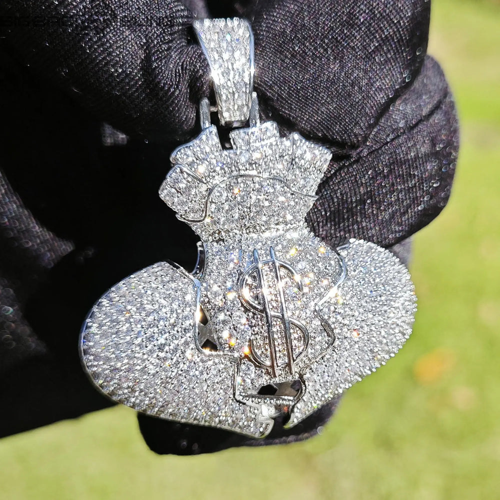 Iced out Heart-shaped dollar Pendant BigBagBling
