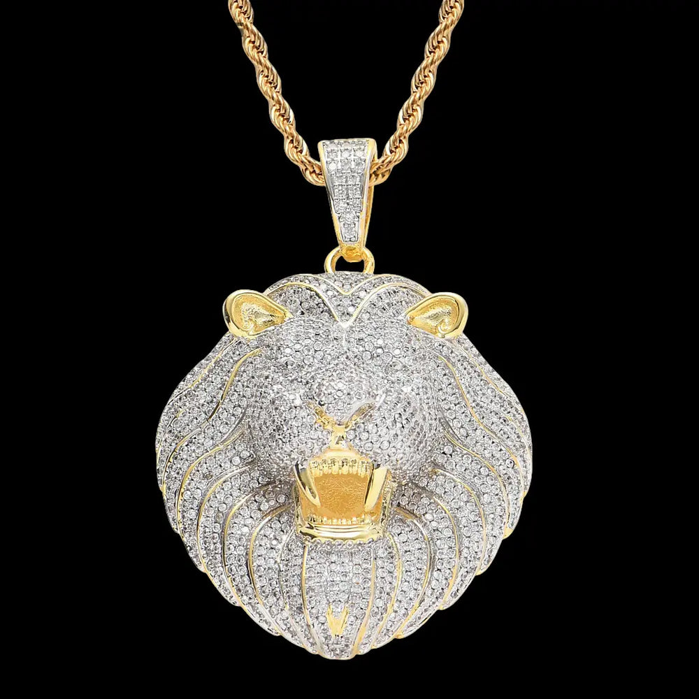 Iced out  Lion Head Pendant pendant BigBagBling