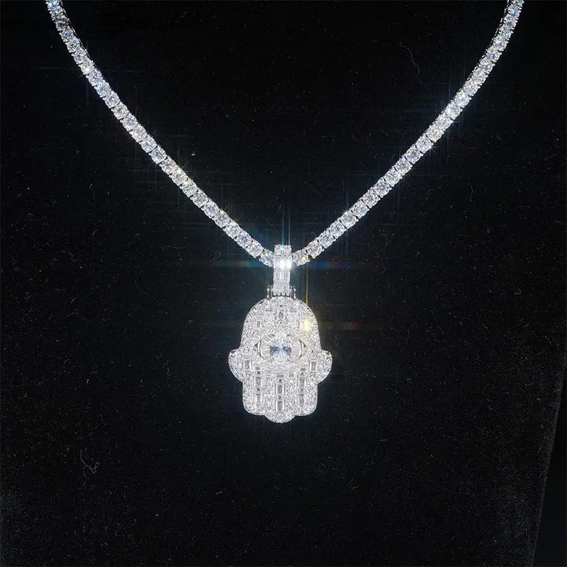Iced out Palm-shaped devil's eye Pendant BigBagBling