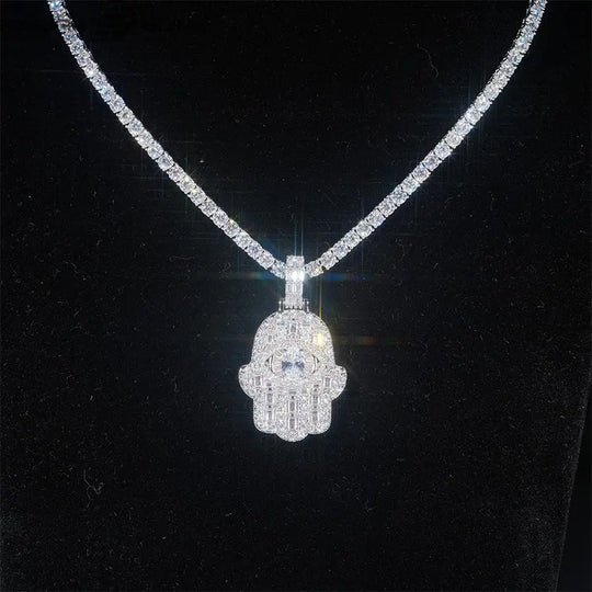 Iced out Palm-shaped devil's eye Pendant BigBagBling