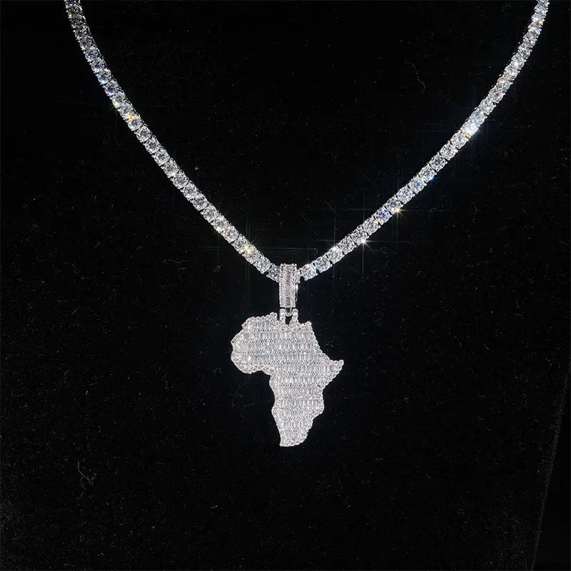 Iced out Personalized Map Pendant BigBagBling