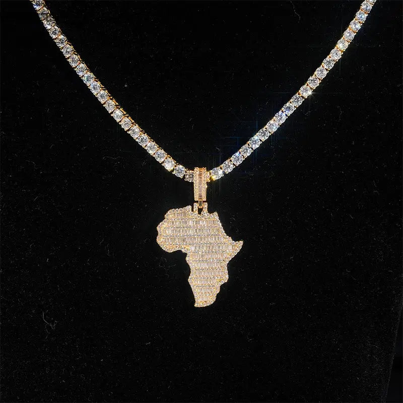 Iced out Personalized Map Pendant BigBagBling