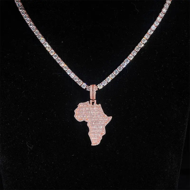 Iced out Personalized Map Pendant BigBagBling