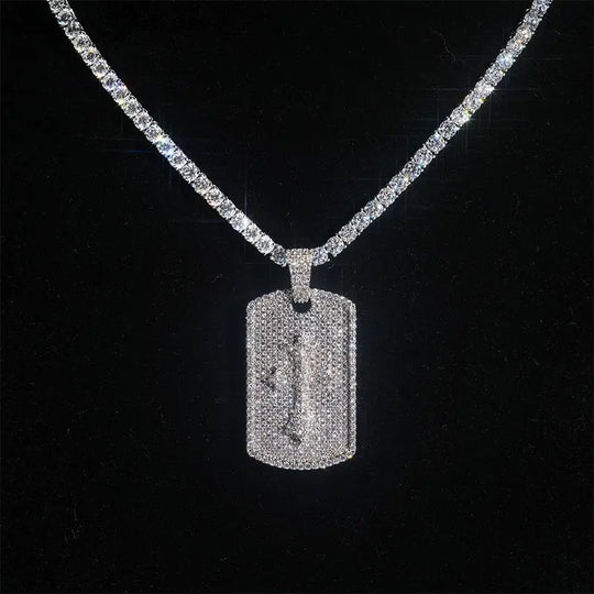Iced out Rectangular tag cross Pendant BigBagBling