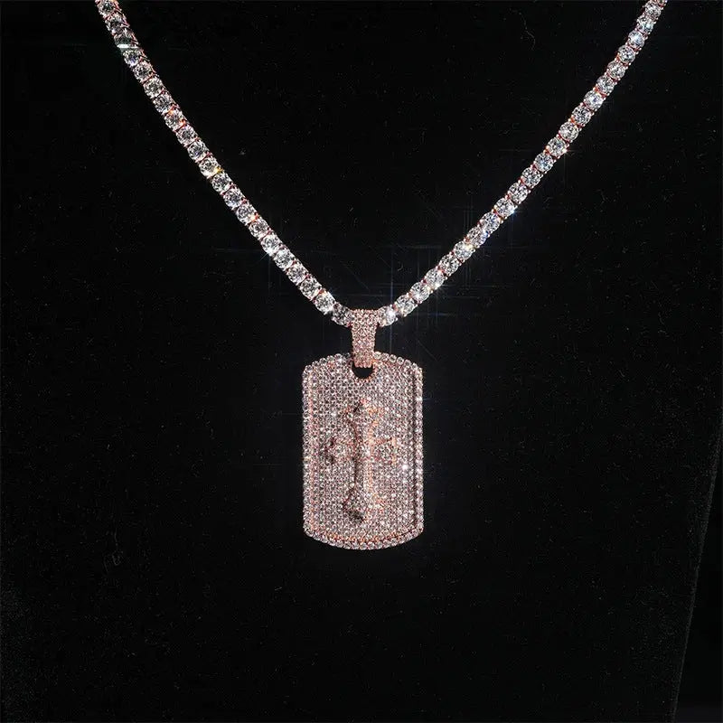 Iced out Rectangular tag cross Pendant BigBagBling