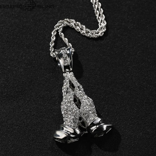 Iced out praying hands Pendant BigBagBling