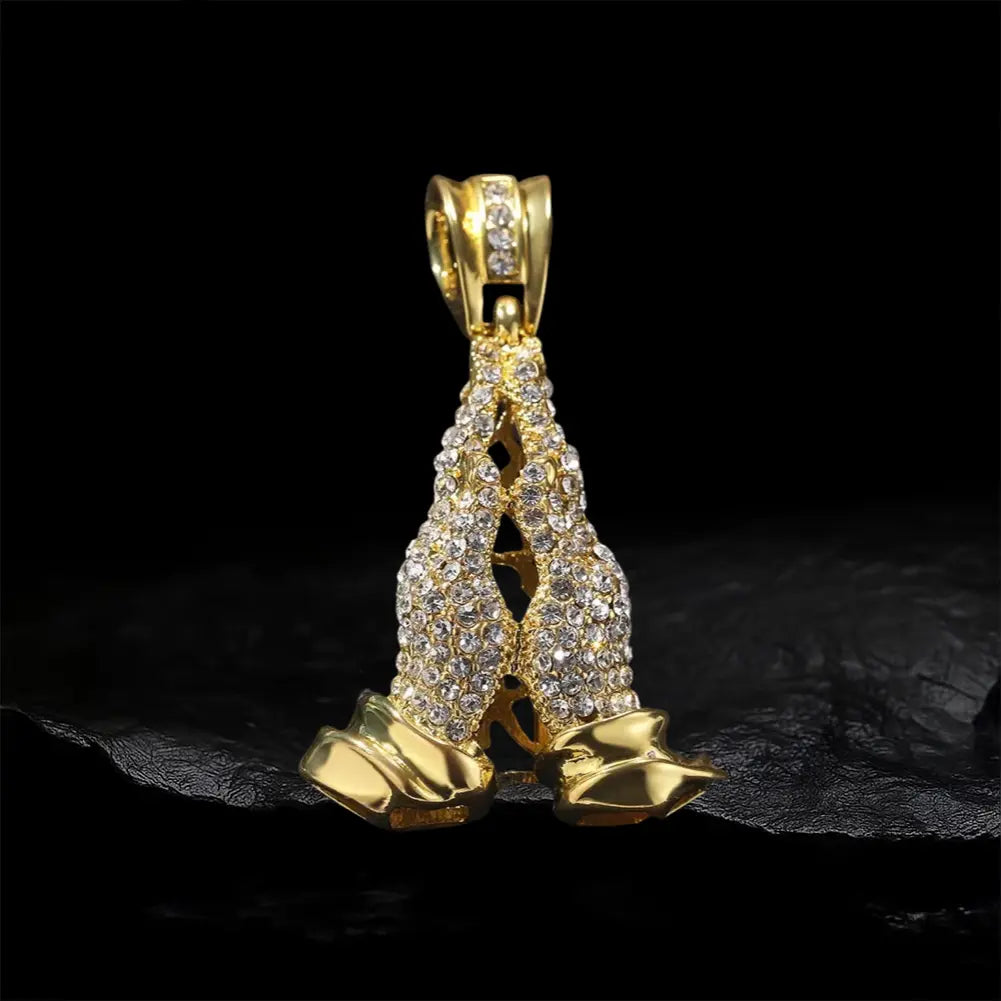 Iced out praying hands Pendant BigBagBling
