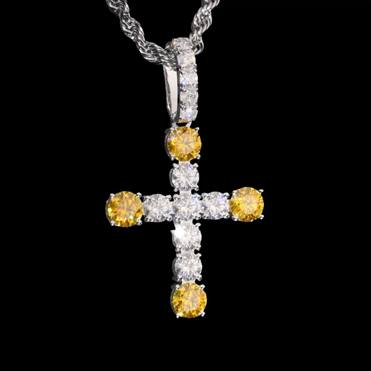 S925 Sterling Silver 4mm Moissanite Cross Pendant BigBagBling