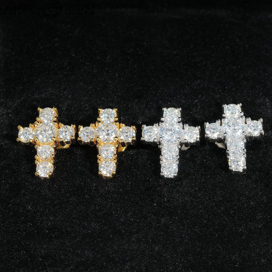 S925 Sterling Silver Moissanite Cross Earrings BigBagBling