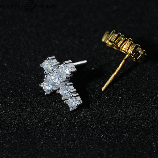 S925 Sterling Silver Moissanite Cross Earrings BigBagBling
