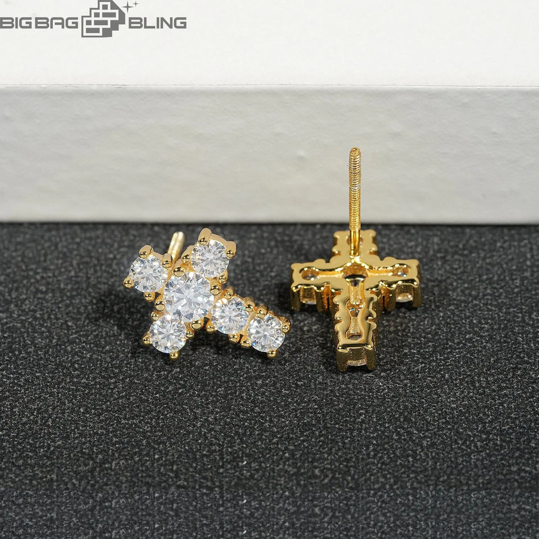 S925 Sterling Silver Moissanite Cross Earrings BigBagBling