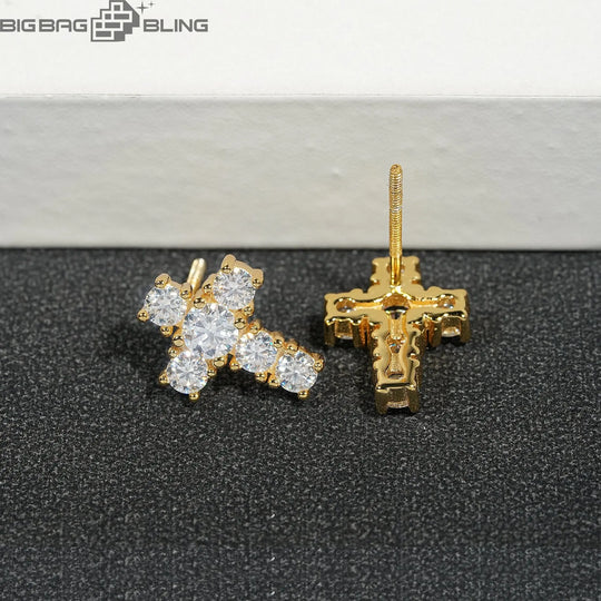 S925 Sterling Silver Moissanite Cross Earrings BigBagBling
