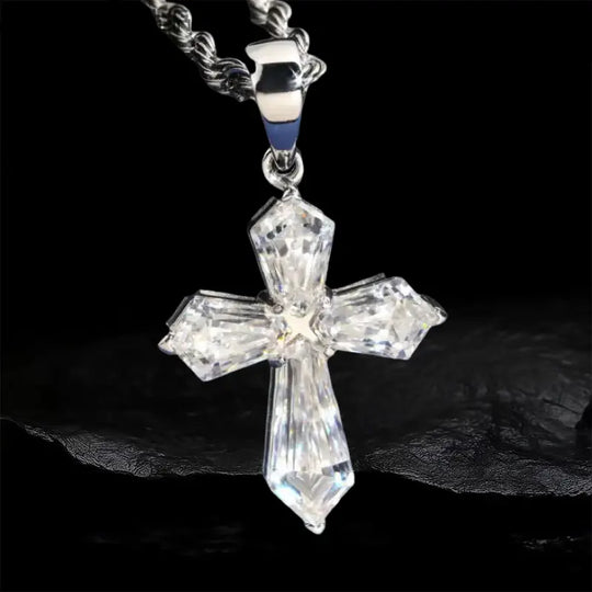 S925 Sterling Silver Moissanite Cross Pendant BigBagBling